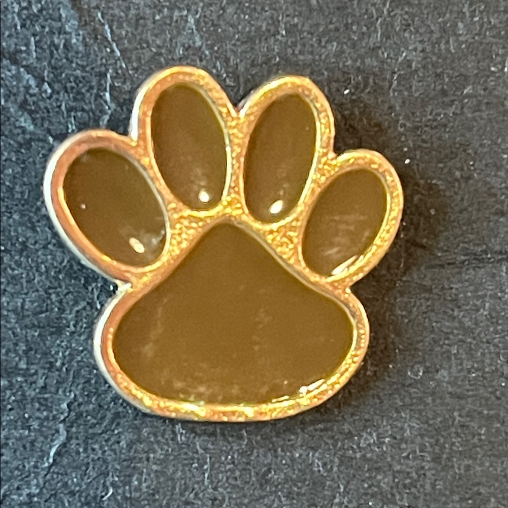 Gold-Tone Black Paw Print Brooch - Women Jewelry Brooches